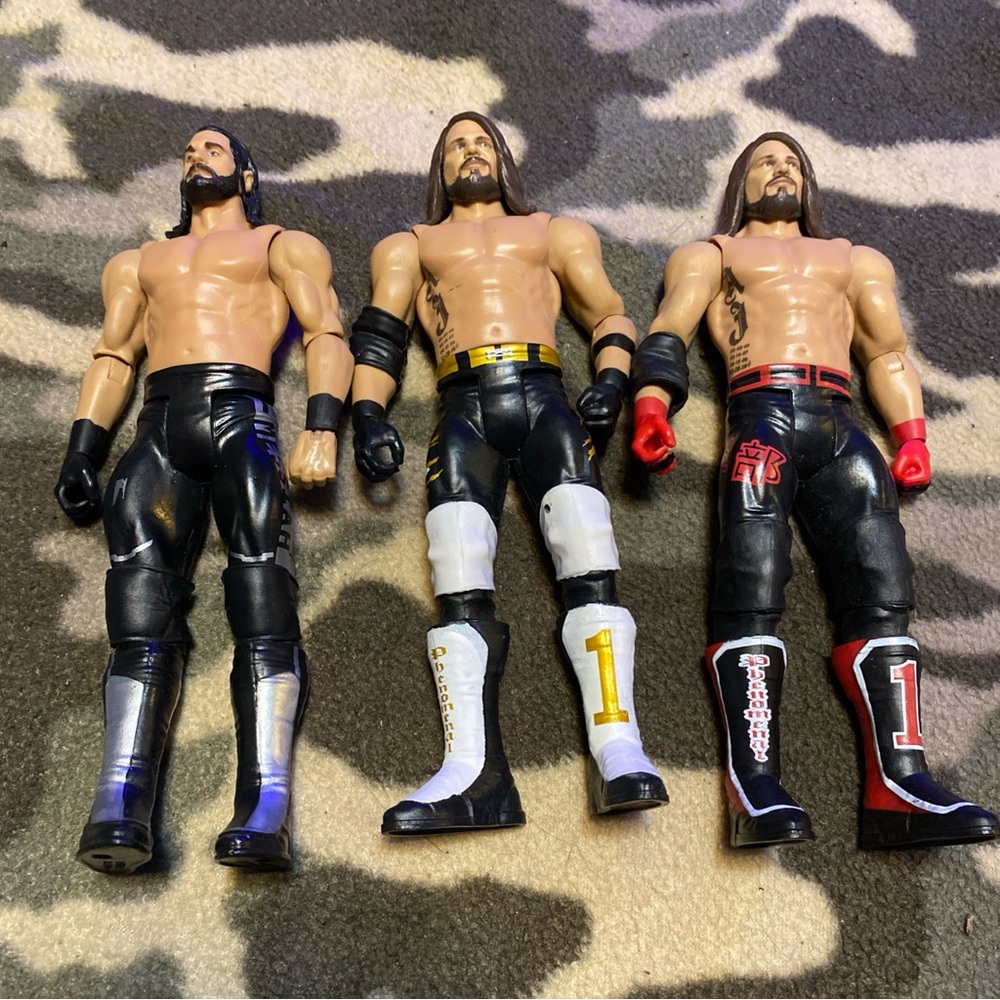 WWE Seth Rollins AJ Styles 3 Action Figure Lot Mattel Monday Night Messiah P1